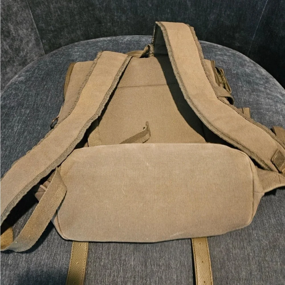 Disney Olive Canvas Backpack with Tan Perforated Flap